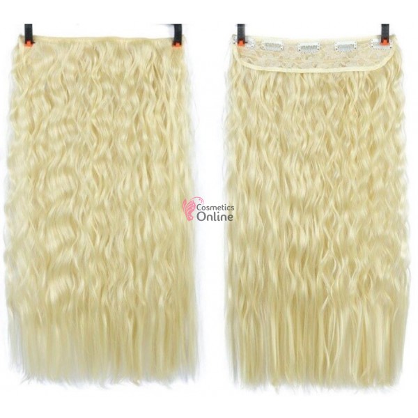 Extensie de par cu 5 Clips On delux dubla usor ondulata de 50 cm, 5 Clips On, Blond Deschis WKY0022102